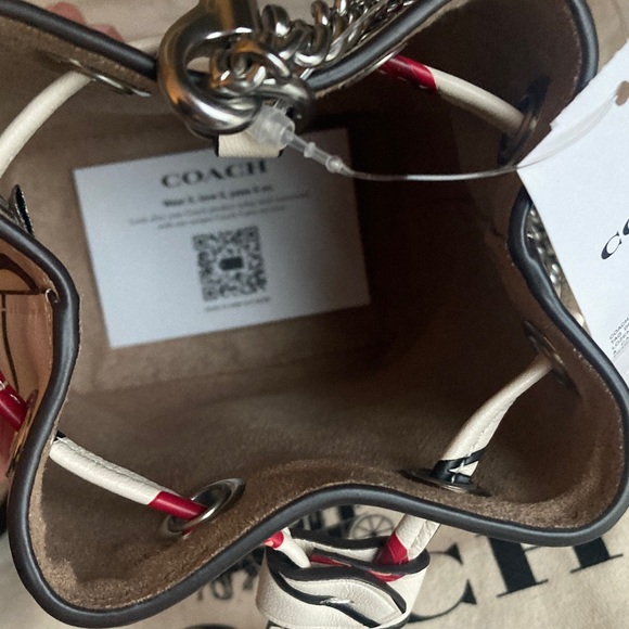 NWT Coach Cream Leather Mini Bucket Bag with Red Cherry Print - Picture 8 of 15